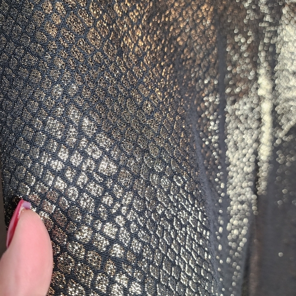 Anne Klein Shimmering Gold Metallic Black Snake Print Pants Size 12 - Picture 15 of 17